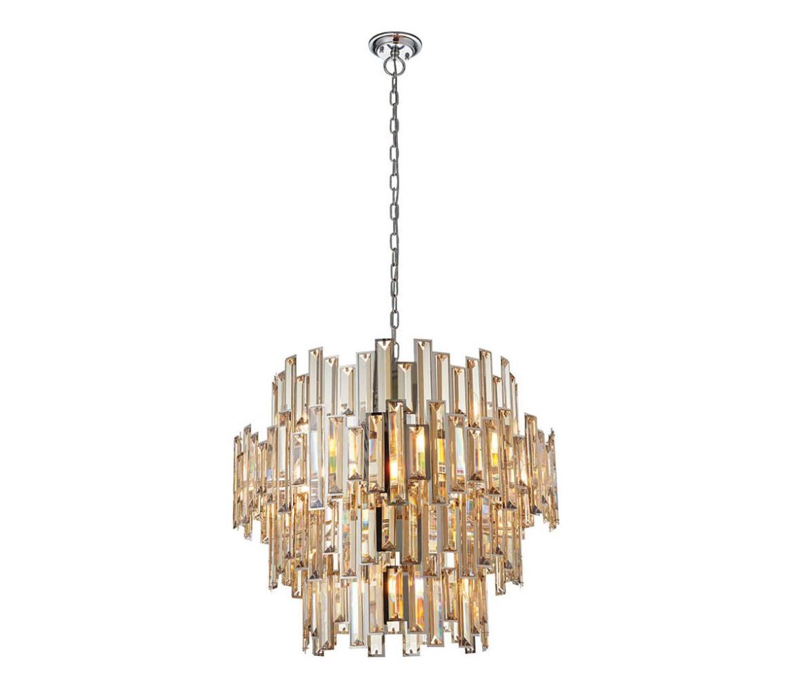 Endon 72746 - Křišťálový lustr na řetězu VIVIANA 15xE14/40W/230V kouřová 72746