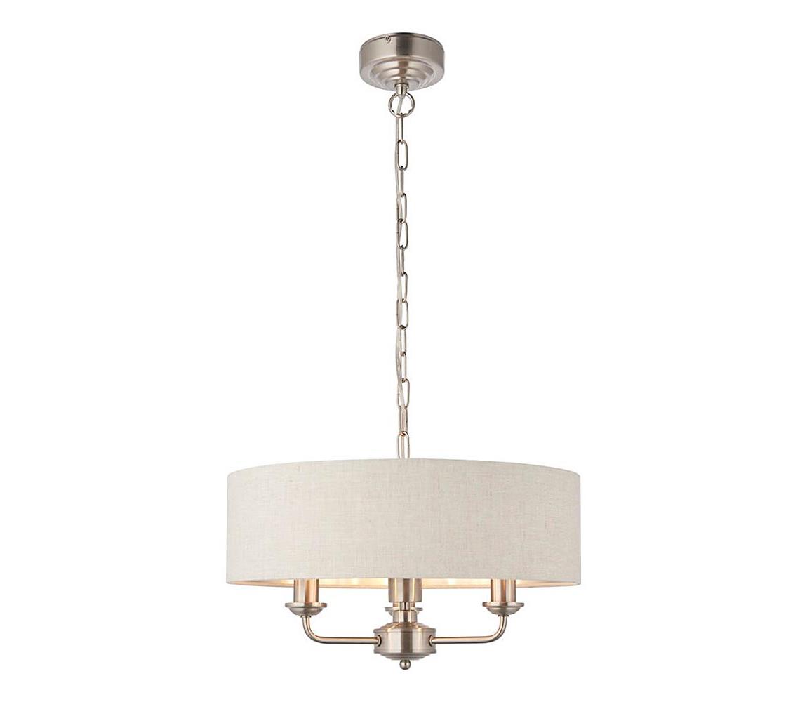 Endon 94361 - Lustr na řetězu HIGHCLERE 3xE14/40W/230V béžová/matný chrom 94361