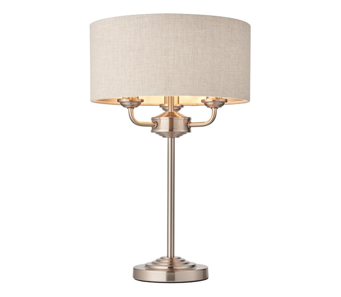 Endon 94369 - Stolní lampa HIGHCLERE 3xE14/18W/230V béžová/matný chrom 94369