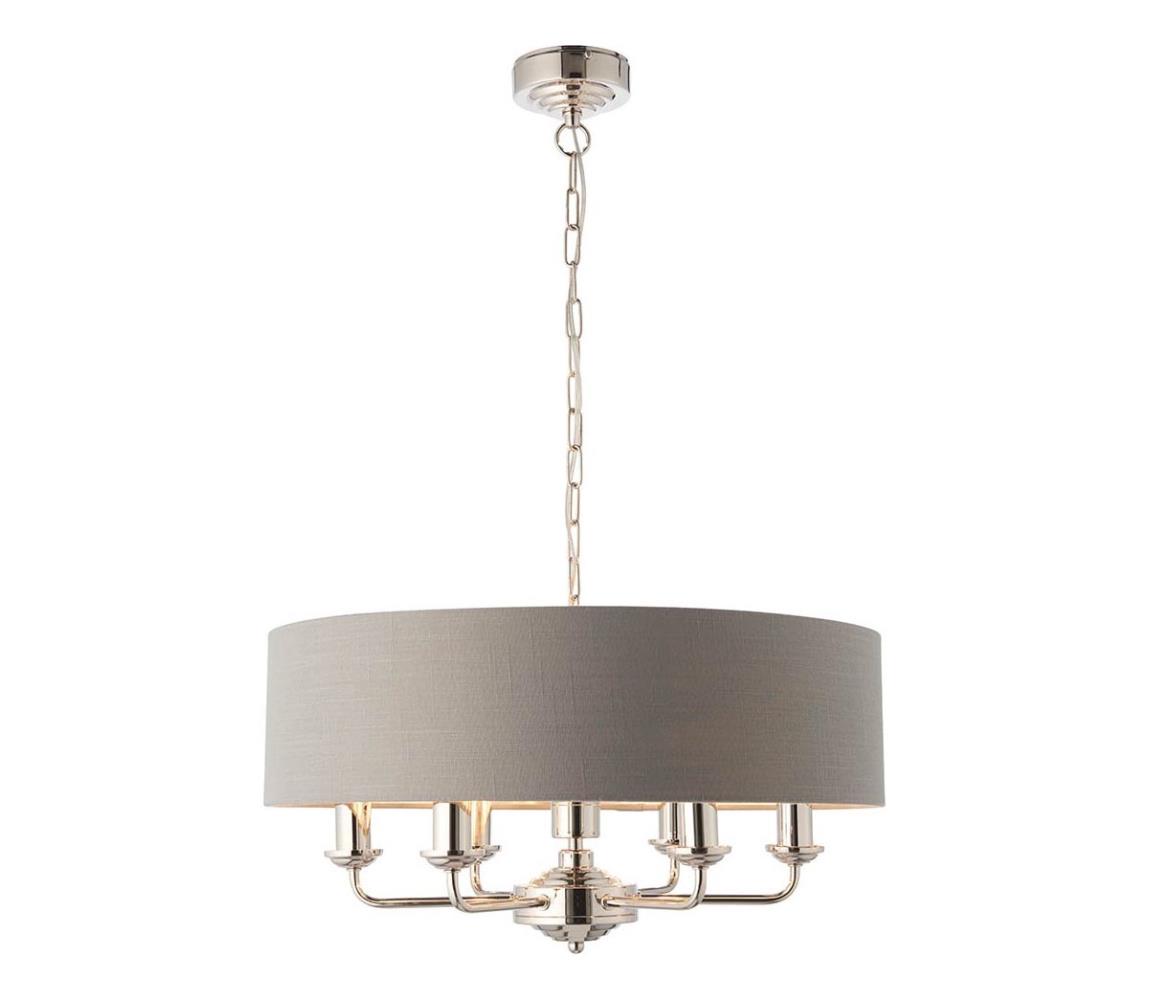 Endon 94373 - Lustr na řetězu HIGHCLERE 6xE14/40W/230V šedá/lesklý chrom 94373