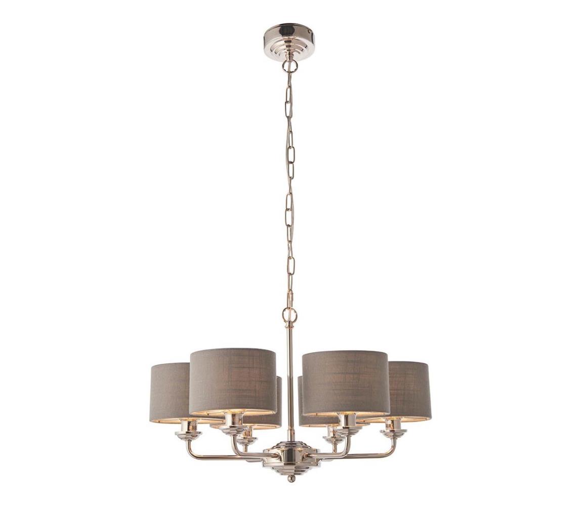 Endon 94381 - Lustr na řetězu HIGHCLERE 6xE14/28W/230V šedá/lesklý chrom 94381