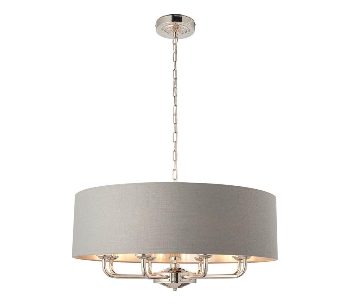 Endon 94415 - Lustr na řetězu HIGHCLERE 8xE14/40W/230V šedá/lesklý chrom 94415