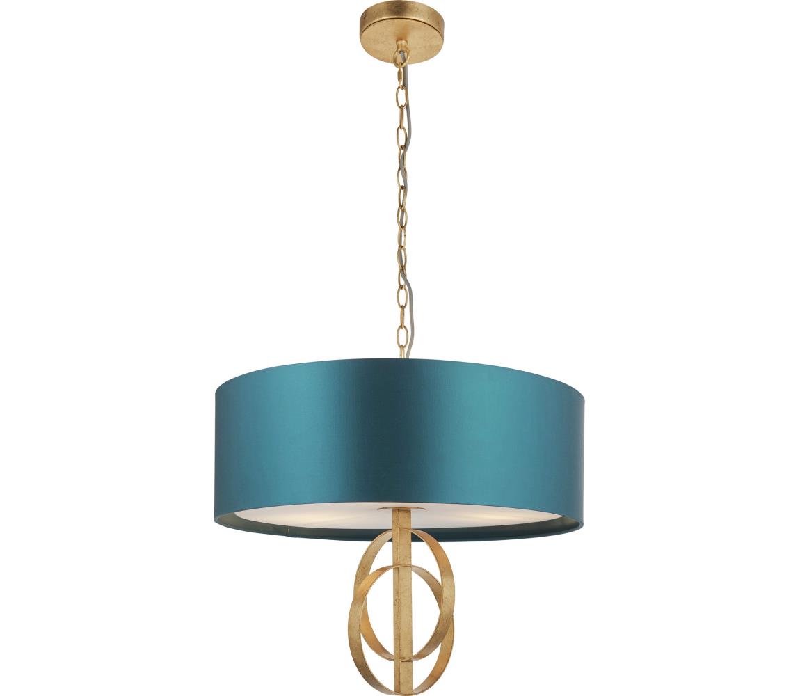 Endon 95220 - Lustr na řetězu 3xE27/10W/230V pr. 60 cm modrá/mosaz 95220