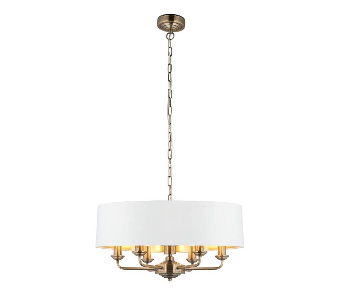 Endon 98933 - Lustr na řetězu HIGHCLERE 6xE14/40W/230V bílá/mosaz 98933
