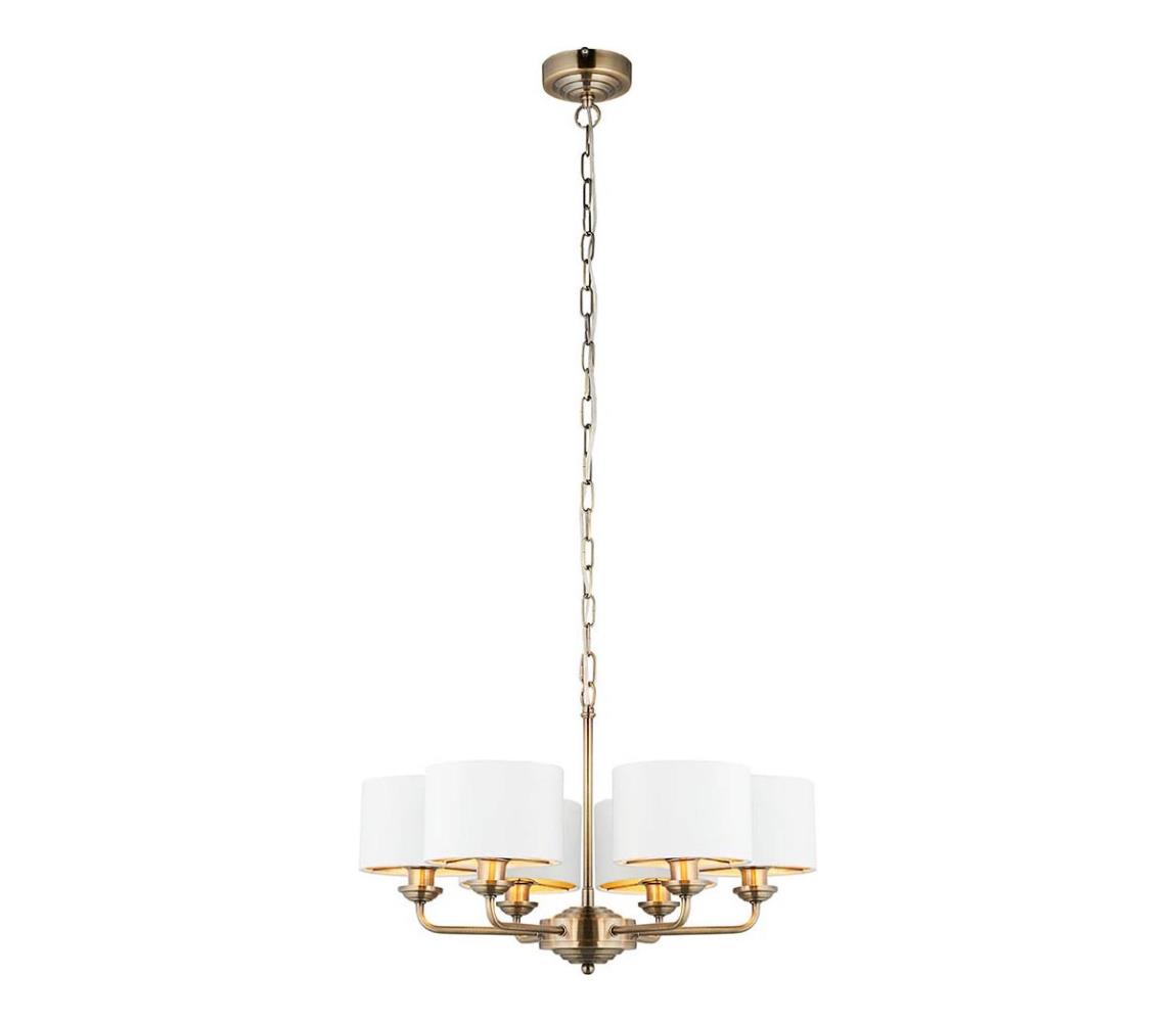 Endon 98936 - Lustr na řetězu HIGHCLERE 6xE14/28W/230V bílá/mosaz 98936