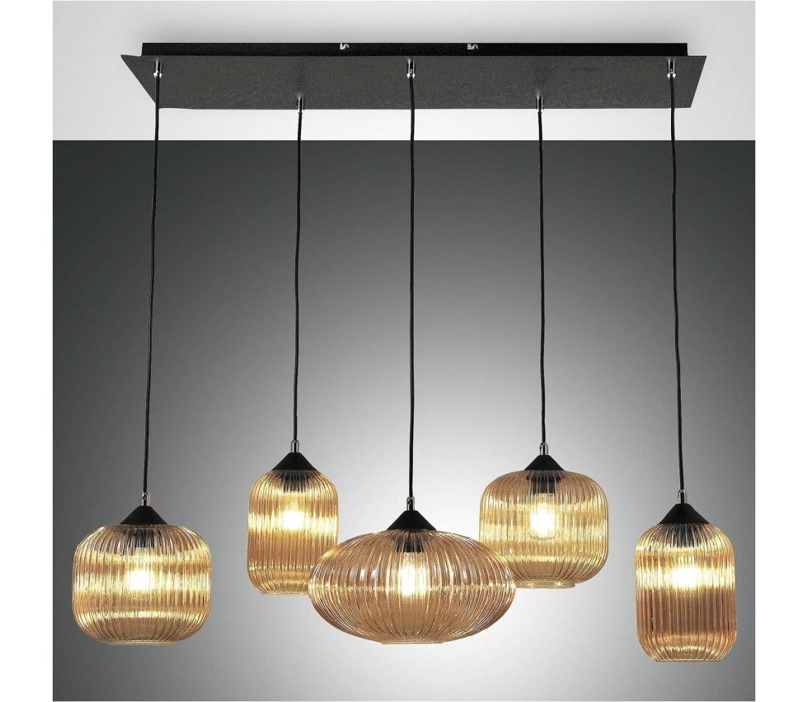 Fabas Luce 3627-48-125 - Lustr na lanku GILLIS 5xE27/40W/230V zlatá/černá 3627-48-125