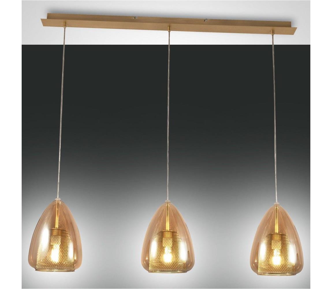 Fabas Luce 3673-48-125 - Lustr na lanku BRITTON 3xE27/40W/230V zlatá 3673-48-125