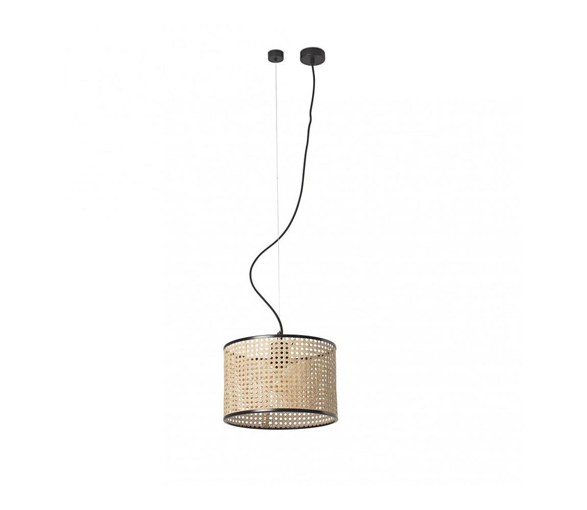 FARO Barcelona FARO 64314-48 - Lustr na lanku MAMBO 1xE27/15W/230V ratan/černá 64314-48