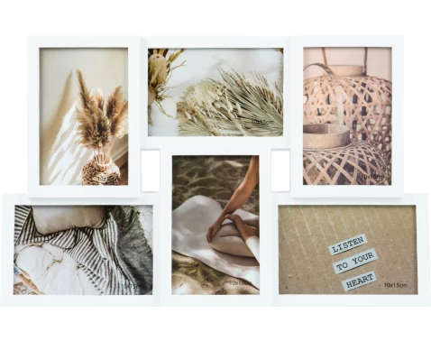 Fotorámeček pro 6 ks foto Becca 44,5x28 cm, bílý