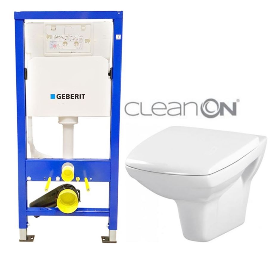 GEBERIT DuofixBasic bez tlačítka + WC CERSANIT CLEANON CARINA  + SEDÁTKO 458.103.00.2 X CA1