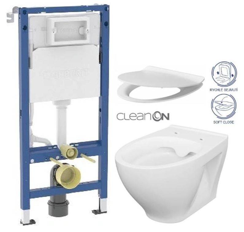 GEBERIT DuofixBasic bez tlačítka + WC CERSANIT CLEANON MODUO + SEDÁTKO 458.103.00.2 X MO1