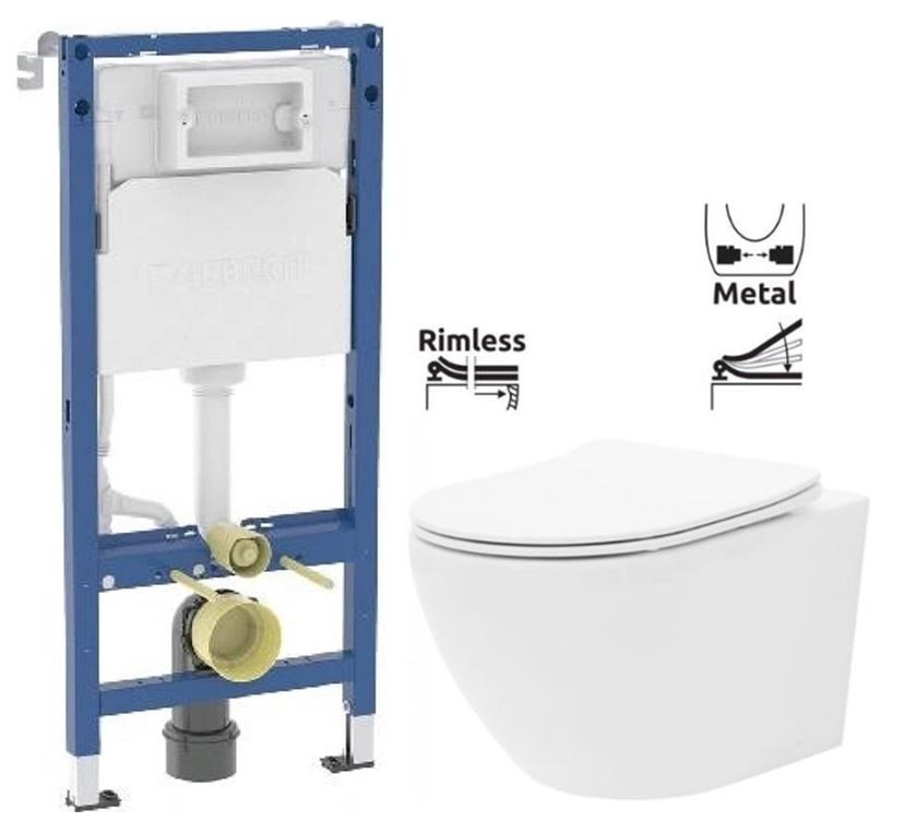 GEBERIT DuofixBasic bez tlačítka + WC REA Carlo Flat Mini Rimless + SEDÁTKO 458.103.00.2 X CF1