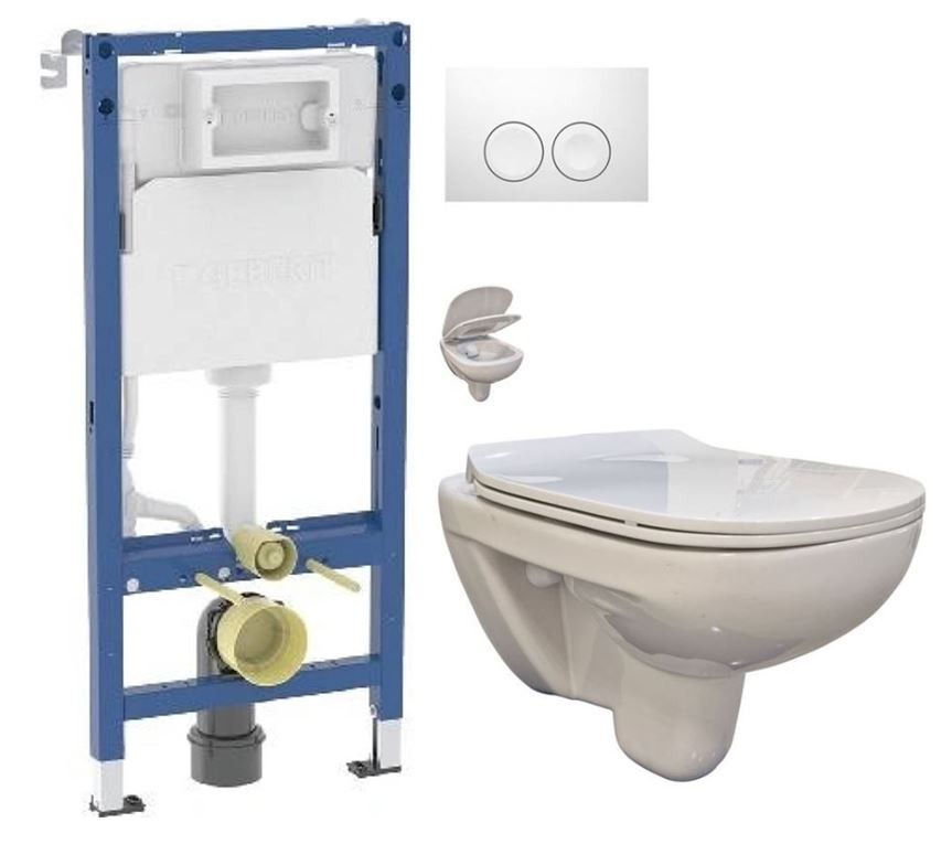 GEBERIT DuofixBasic s bílým tlačítkem DELTA21 + WC bez oplachového kruhu Edge + SEDÁTKO 458.103.00.2 21BI EG1