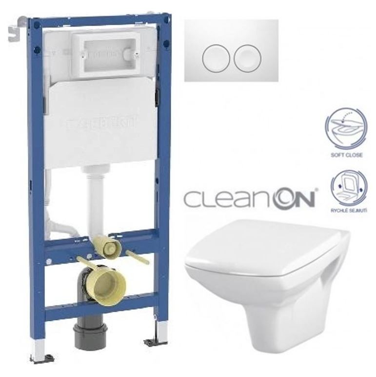 GEBERIT DuofixBasic s bílým tlačítkem DELTA21 + WC CERSANIT CLEANON CARINA + SEDÁTKO 458.103.00.2 21BI CA2