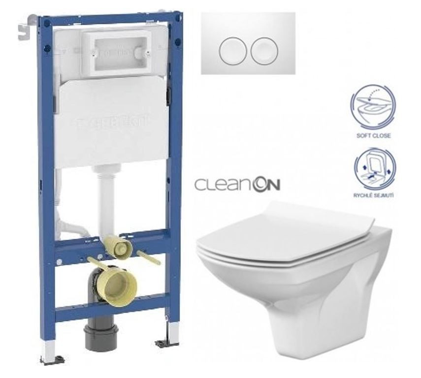 GEBERIT DuofixBasic s bílým tlačítkem DELTA21 + WC CERSANIT CLEANON CARINA + SEDÁTKO 458.103.00.2 21BI CA3