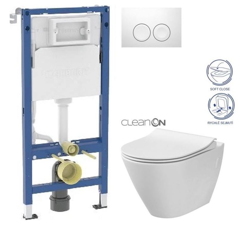 GEBERIT DuofixBasic s bílým tlačítkem DELTA21 + WC CERSANIT CLEANON CITY 458.103.00.2 21BI CI1