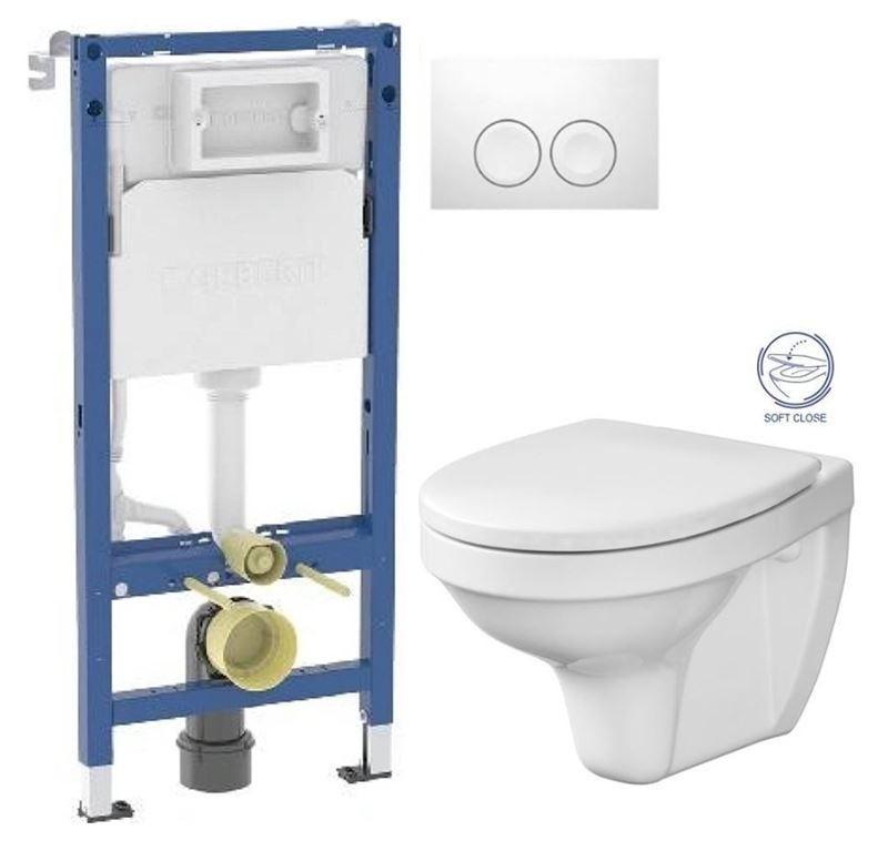 GEBERIT DuofixBasic s bílým tlačítkem DELTA21 + WC CERSANIT DELFI + SOFT SEDÁTKO 458.103.00.2 21BI DE2