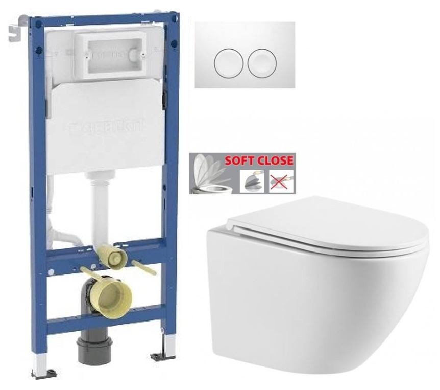 GEBERIT DuofixBasic s bílým tlačítkem DELTA21 + WC INVENA LIMNOS /VÍROVÉ SPLACH/ WITH SOFT, včetně soft/close sedátka 458.103.00.2 21BI LI1