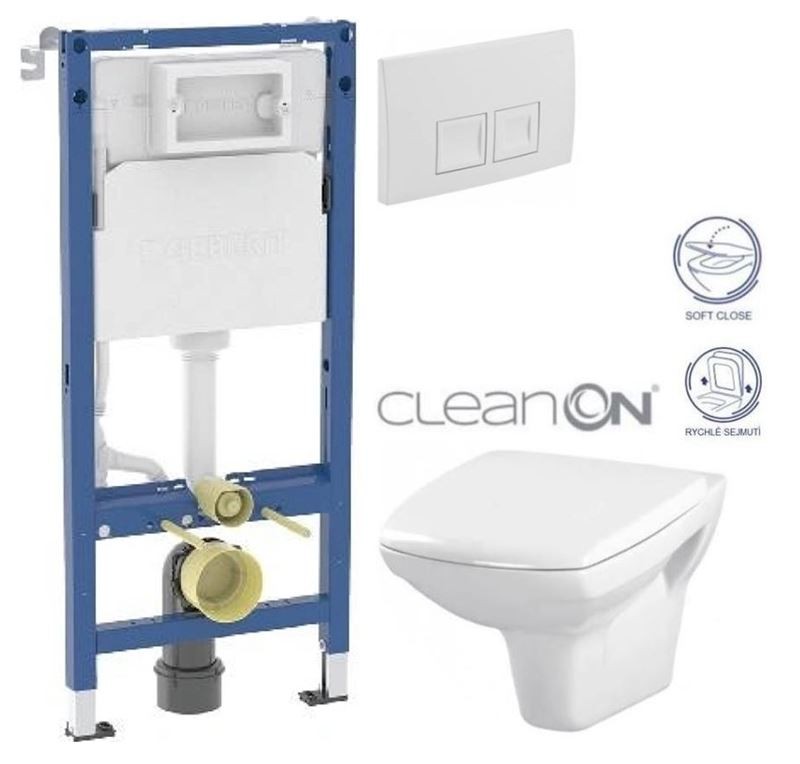 GEBERIT DuofixBasic s bílým tlačítkem DELTA50 + WC CERSANIT CLEANON CARINA + SEDÁTKO 458.103.00.2 50BI CA2
