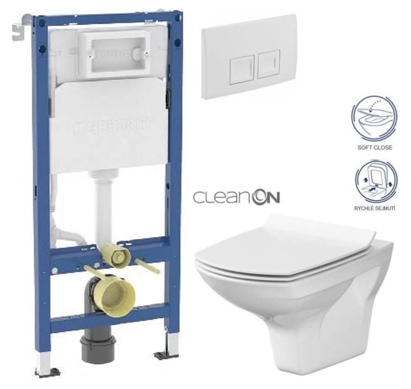 GEBERIT DuofixBasic s bílým tlačítkem DELTA50 + WC CERSANIT CLEANON CARINA + SEDÁTKO 458.103.00.2 50BI CA3