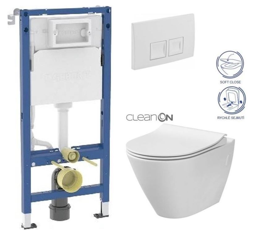 GEBERIT DuofixBasic s bílým tlačítkem DELTA50 + WC CERSANIT CLEANON CITY 458.103.00.2 50BI CI1