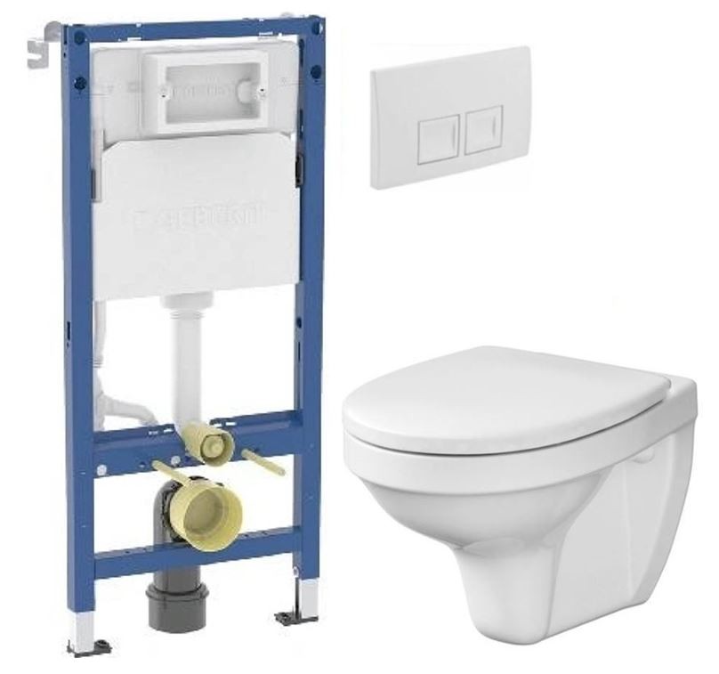 GEBERIT DuofixBasic s bílým tlačítkem DELTA50 + WC CERSANIT DELFI + SEDÁTKO 458.103.00.2 50BI DE1