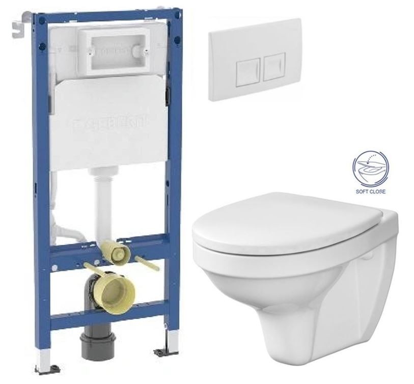 GEBERIT DuofixBasic s bílým tlačítkem DELTA50 + WC CERSANIT DELFI + SOFT SEDÁTKO 458.103.00.2 50BI DE2