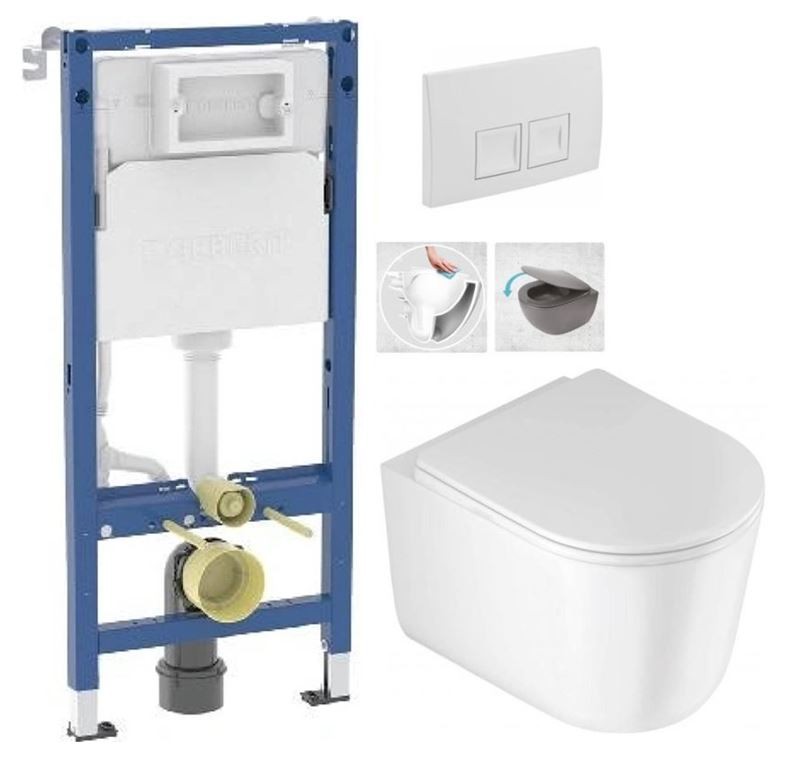 GEBERIT DuofixBasic s bílým tlačítkem DELTA50 + WC DEANTE Jasmin se sedátkem RIMLESS /VÍROVÉ SPLACH/ 458.103.00.2 50BI JA1