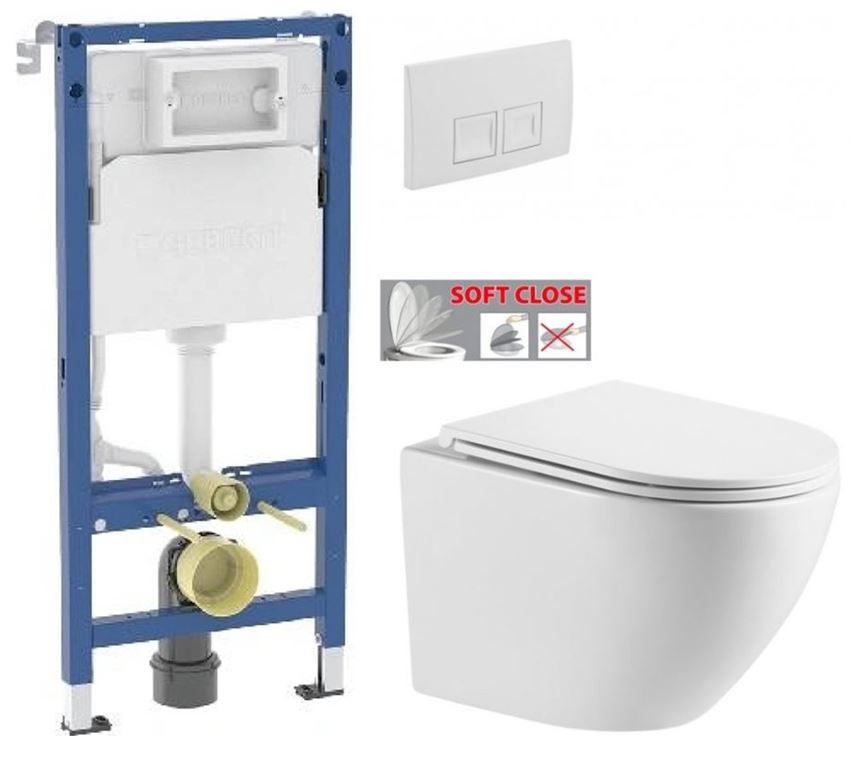 GEBERIT DuofixBasic s bílým tlačítkem DELTA50 + WC INVENA LIMNOS /VÍROVÉ SPLACH/ WITH SOFT, včetně soft/close sedátka 458.103.00.2 50BI LI1