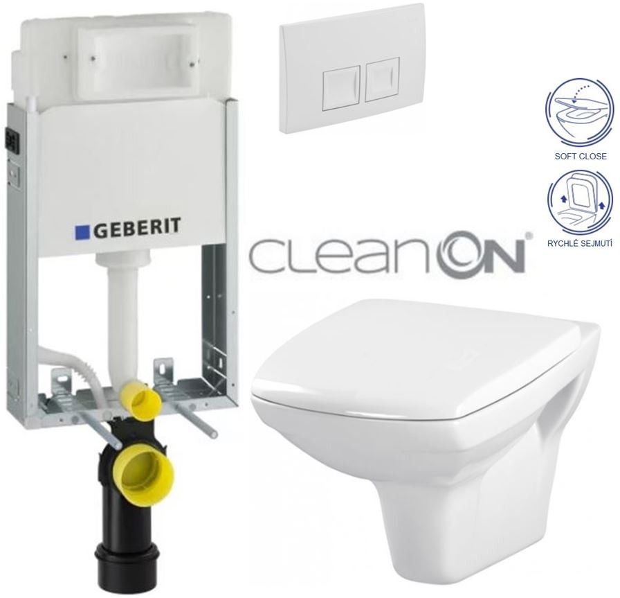 GEBERIT KOMBIFIXBasic vč. bílého  tlačítka DELTA 50 + WC CERSANIT CLEANON CARINA + SEDÁTKO 110.100.00.1 50BI CA2