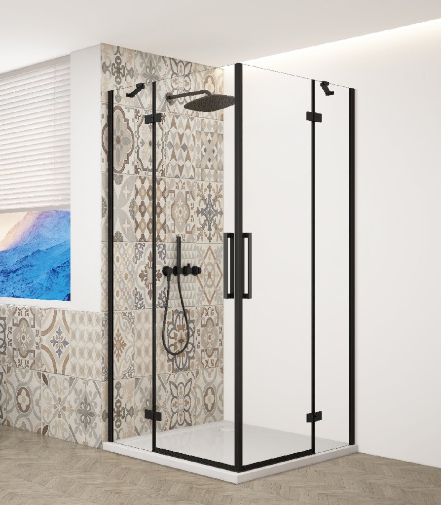 GELCO TRINITY BLACK čtvercový kout 1200x1200 rohový vstup, čiré sklo, GT2212-12C-B GT2212-12C-B