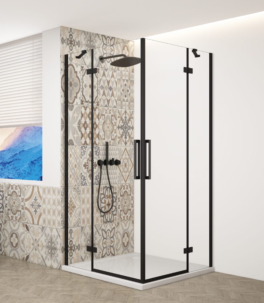 GELCO TRINITY BLACK čtvercový kout 800x800 rohový vstup, čiré sklo, GT2280-80C-B GT2280-80C-B