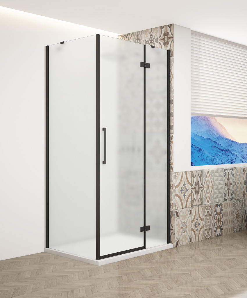 GELCO TRINITY BLACK obdélníkový kout 1200x1000 pravý, matné sklo, GT5610-12MR-B GT5610-12MR-B