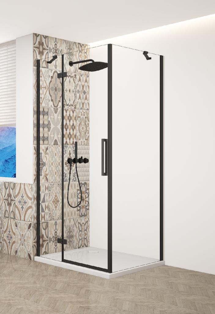 GELCO TRINITY BLACK obdélníkový kout 1200x800 levý, čiré sklo, GT5680-12CL-B GT5680-12CL-B