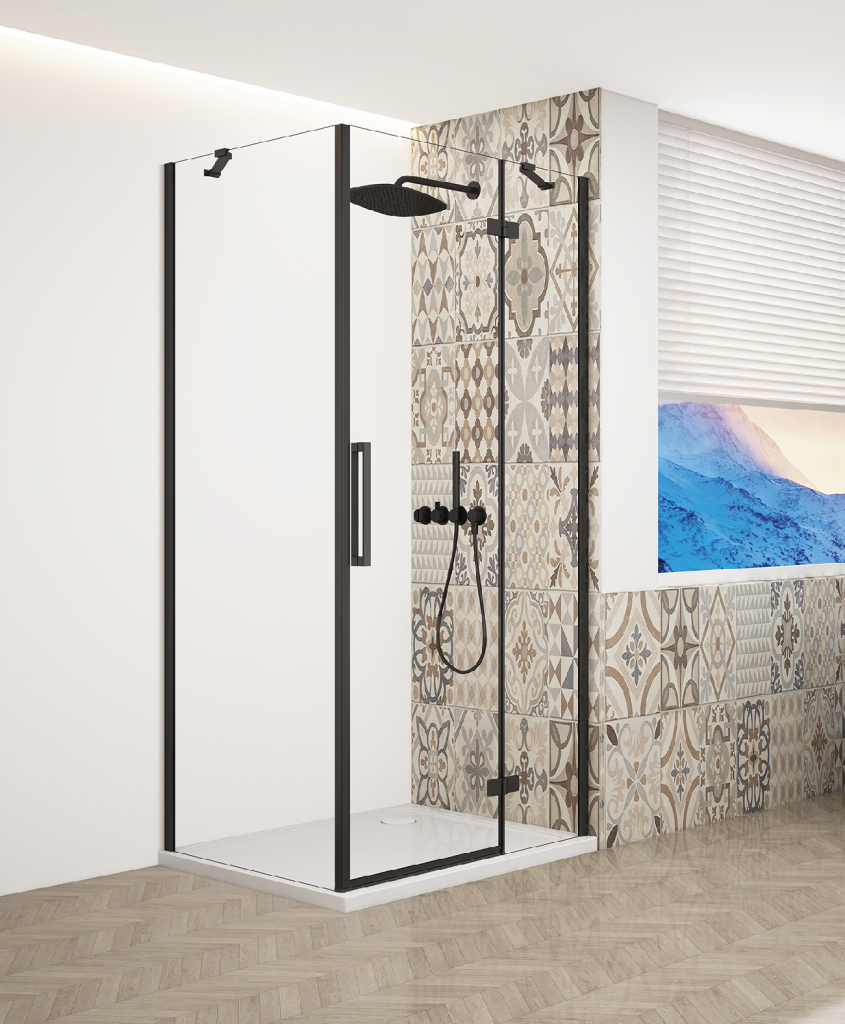 GELCO TRINITY BLACK obdélníkový kout 900x1200 pravý, čiré sklo, GT5612-90CR-B GT5612-90CR-B
