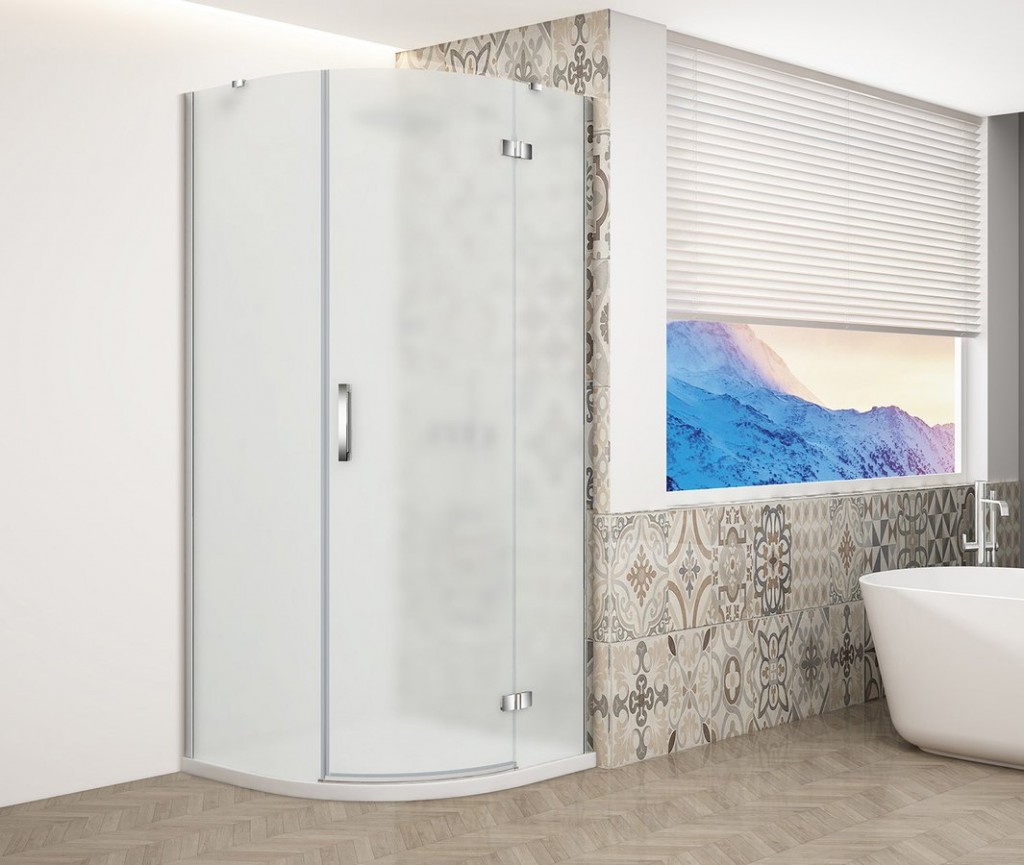 GELCO TRINITY CHROM čtvrtkruhový kout 900x900  pravý, matné sklo, GT6590MR-CH GT6590MR-CH