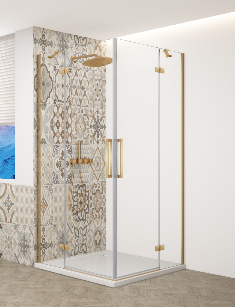 GELCO TRINITY GOLD čtvercový kout 800x800 rohový vstup, čiré sklo, GT2280-80C-G GT2280-80C-G