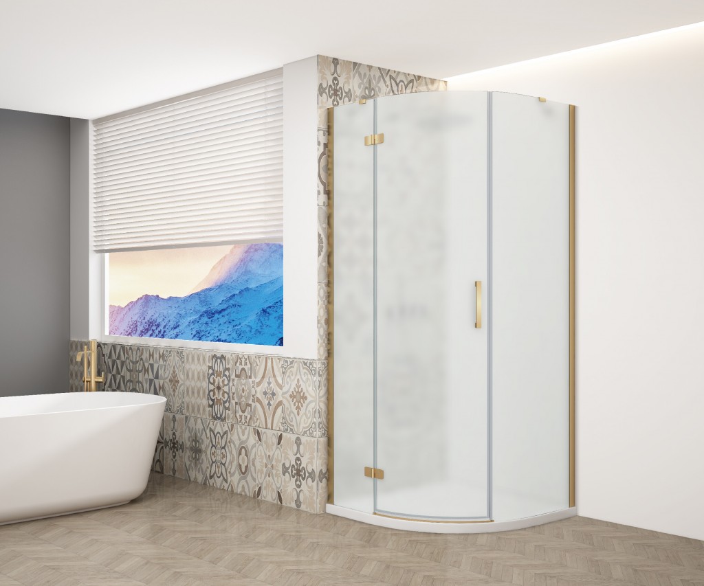 GELCO TRINITY GOLD čtvrtkruhový kout 900x900  levý, matné sklo, GT6590ML-G GT6590ML-G