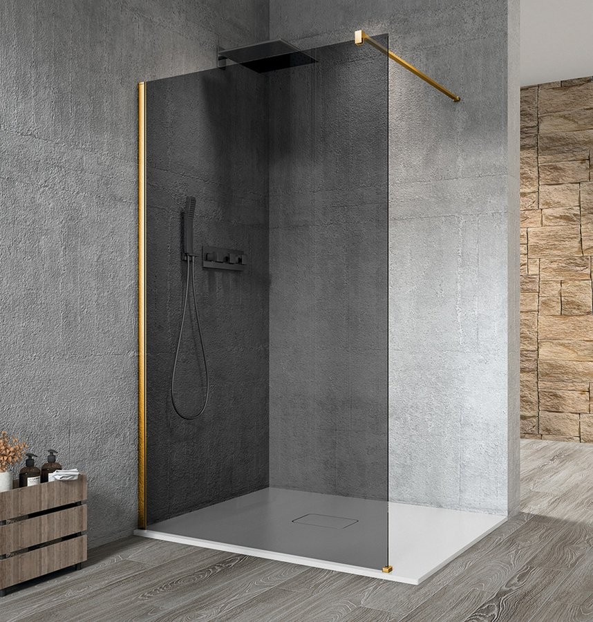 GELCO VARIO GOLD MATT jednodílná sprchová zástěna k instalaci ke stěně, kouřové sklo, 700 GX1370-01
