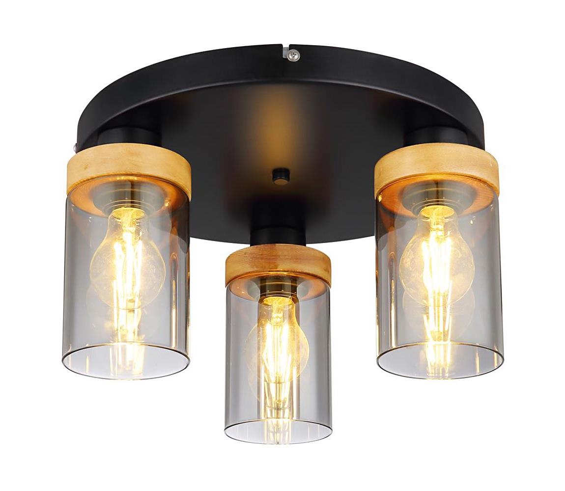 Globo 15557-3D - Přisazený lustr FINCA 3xE27/40W/230V kov/dřevo 15557-3D