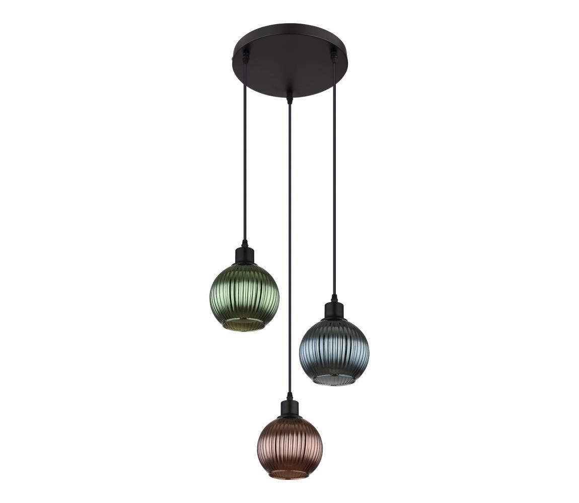 Globo 15638-3 - Lustr na lanku ZUMBA 3xE27/25W/230V pr. 36 cm měď/zelená/modrá 15638-3