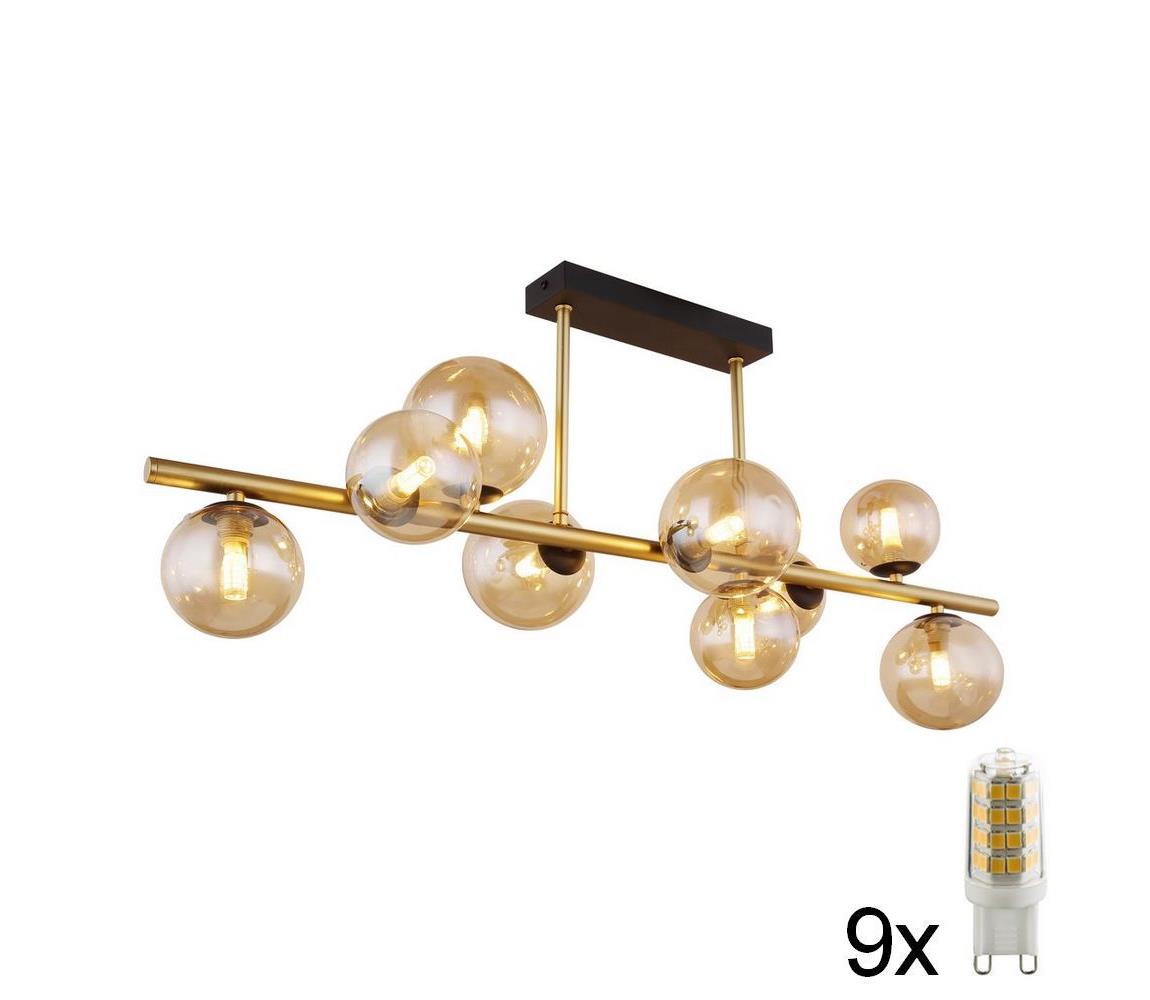Globo 56135-9D - LED Lustr na tyči RIHA 9xG9/3W/230V mosaz 56135-9D