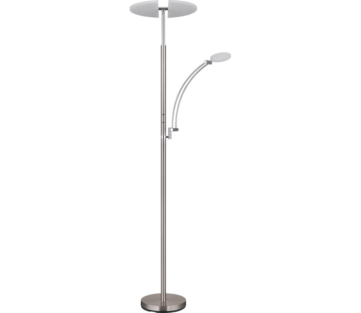 Globo 58909N - LED Stmívatelná stojací lampa TIRANA 40W/230V + 5,5W matný chrom 58909N
