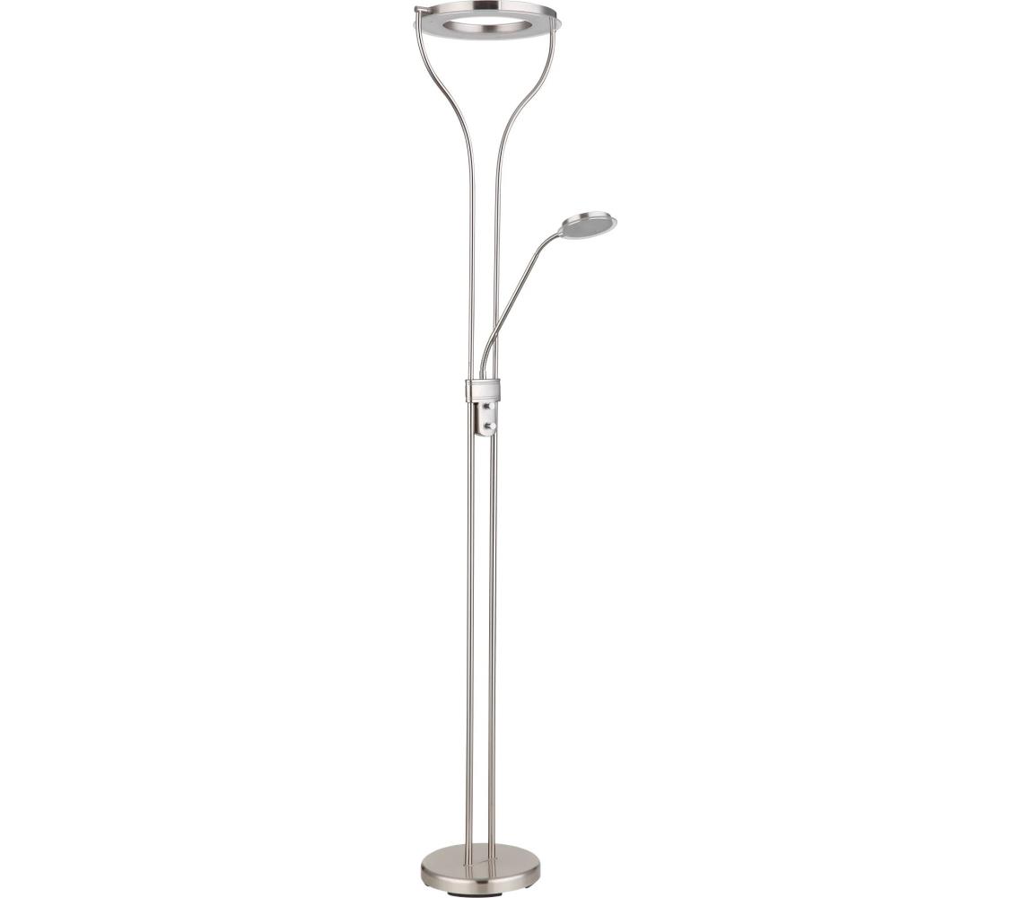 Globo 59038ND - LED Stmívatelná stojací lampa EBRO 20W/230V + 4W matný chrom 59038ND