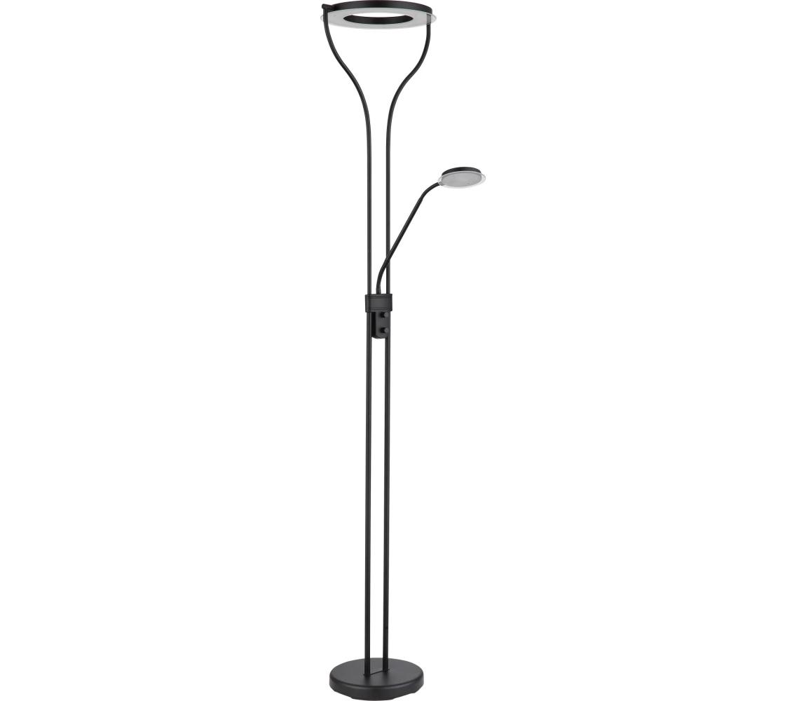 Globo 59038SD - LED Stmívatelná stojací lampa EBRO 20W/230V + 4W 3000K černá 59038SD