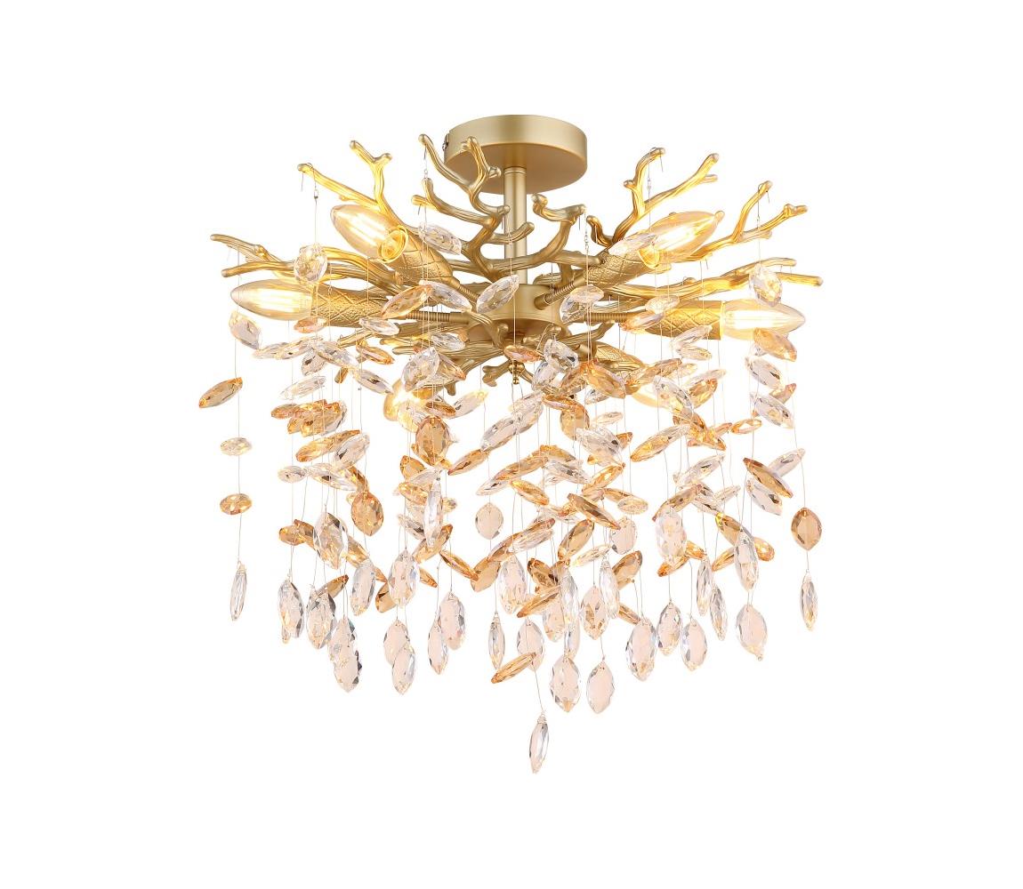 Globo 64138DG - Lustr na tyči QUEENA 6xE14/40W/230V zlatá 64138DG