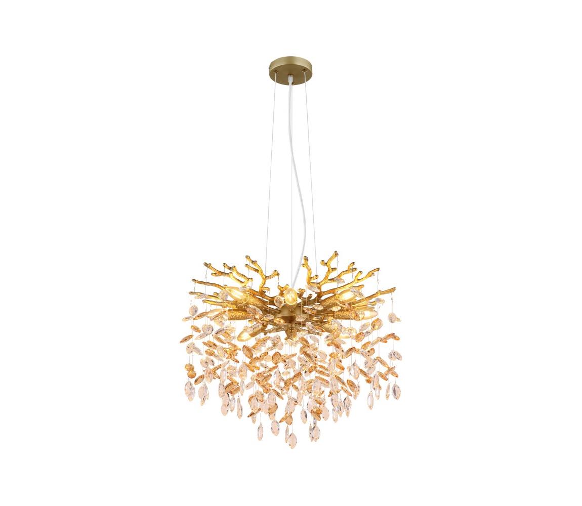 Globo 64138H1G - Lustr na lanku QUEENA 8xE14/40W/230V zlatá 64138H1G