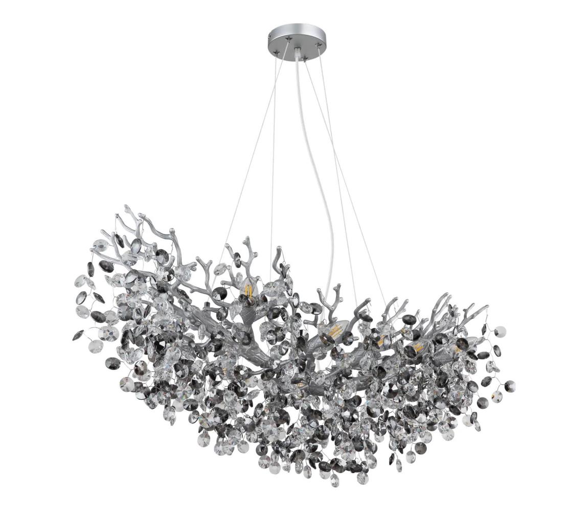 Globo 64138H3S - Lustr na lanku QUEENA 10xE14/40W/230V stříbrná 64138H3S
