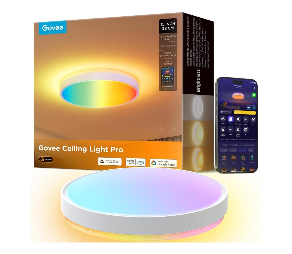 Govee - LED RGBIC Stmívatelné stropní svítidlo LED/49W/230V 2700-6500K Wi-Fi H60A6C01