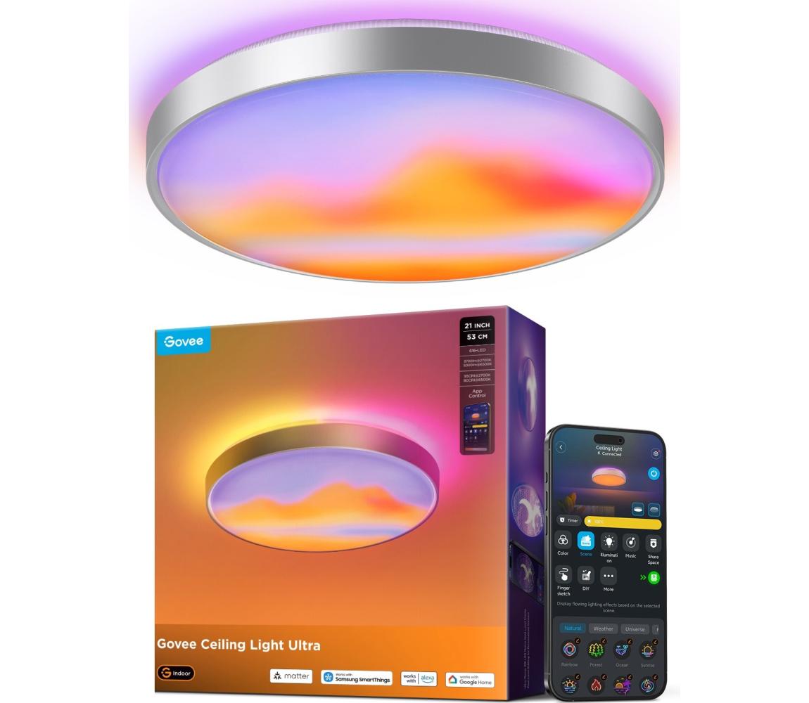 Govee - LED RGBICWW Stm stropní svítidlo LED/55W/230V pr. 53 cm Matter Wi-Fi H1270301